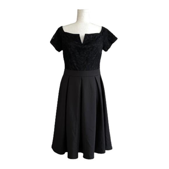 Miusol Dress Black Lace Short Sleeve Fit Flare Elegant Cocktail Dress Medium NEW - Picture 1 of 12